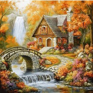 (2) Kits Waterfall Autumn & Rainbow Birds on Branch Flowers Diamond Painting Kit